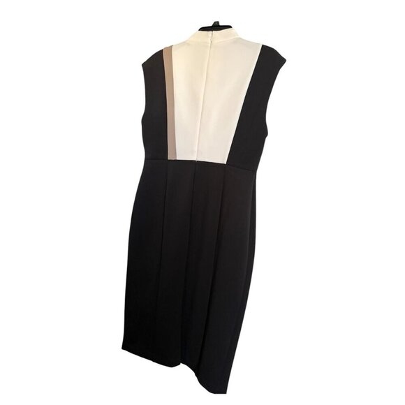 Calvin Klein Womens Black Cream Color Block Mock Scuba Sheath Dress Sz 12 New - Picture 7 of 9